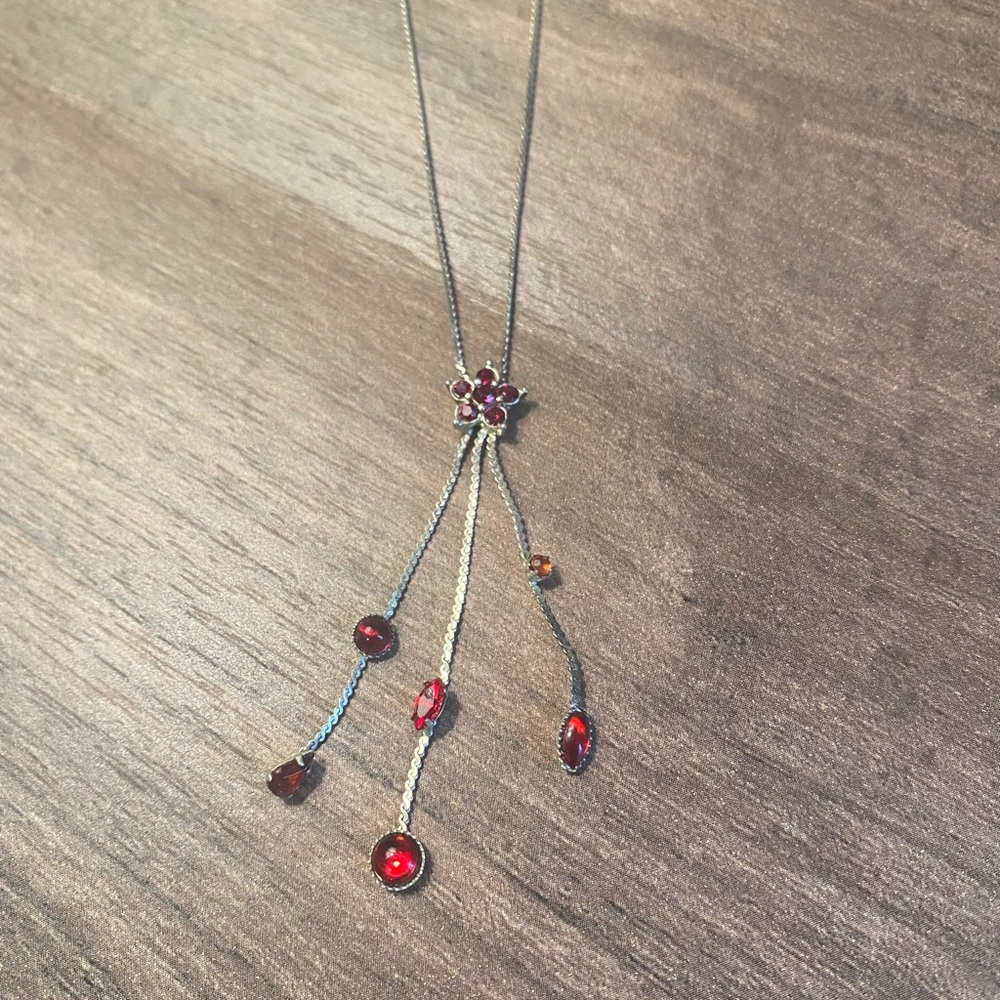 Red Gem Dangle Necklace
